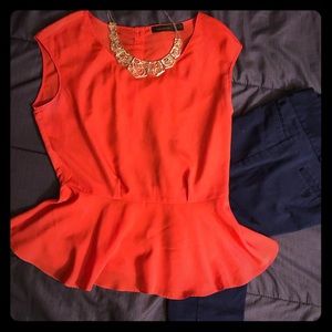 The Limited Coral Peplum Blouse